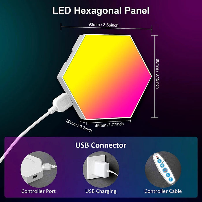 Dynamic Hexagonal RGB Music Sync Wall Panels - Unique Lighting for Gaming Setups and Bedrooms