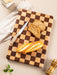 Artisan Acacia Wood Cutting Board with Unique Checkerboard Pattern - Non-slip Solid Wood Kitchen Essential