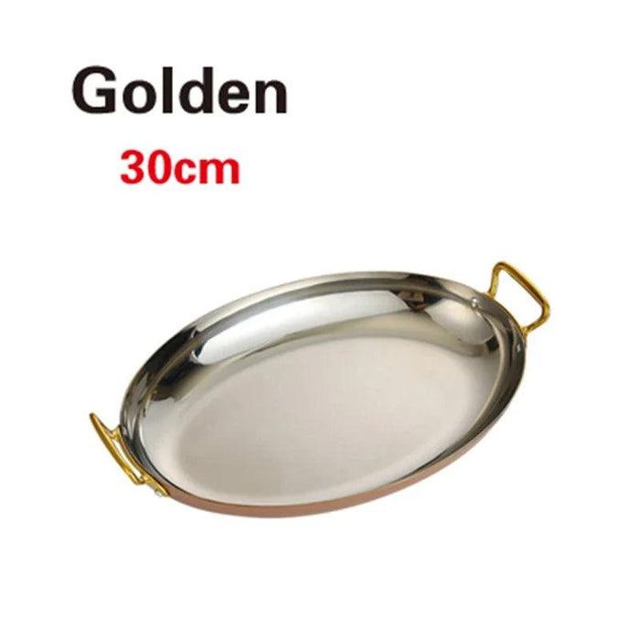 Sophisticated Dual Handle Stainless Steel Steak Plate for Gourmet Dining