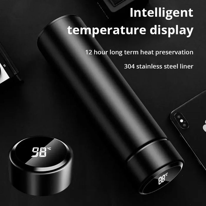 Smart Stainless Steel Thermos Cup with LED Temperature Display - 500ML Multipurpose Business Gift