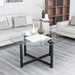 Modern Elegance Black Glass Coffee Table with Metal Framework and Additional Storage