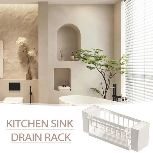 Kitchen Sink Sponge and Soap Organizer with Quick-Dry Drain Rack Design