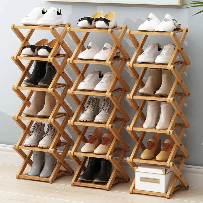 Stylish Multi-Tier Bamboo Footwear Organizer for Efficient Home Storage