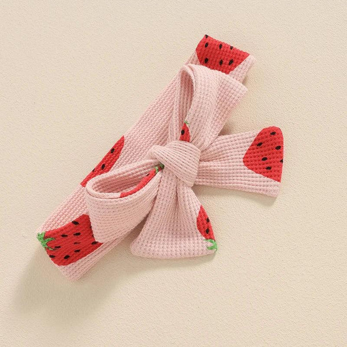 Charming Strawberry Print Summer Romper and Headband Set for Baby Girls (3-24 Months)