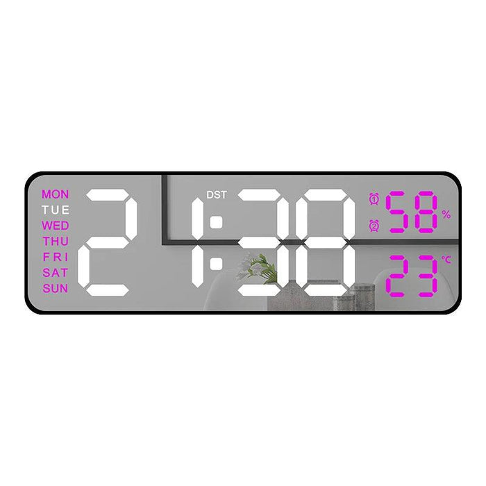 Sleek Digital LED Alarm Clock with Weather Display - Adjustable Brightness, Dual Alarms, and Wall-Mountable Design