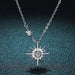 Sunburst Serenity Sterling Silver Necklace with Lab-Grown Diamond Hexagram Pendant: Chic Jewelry for Women