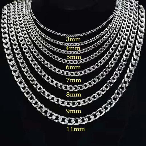 Men's Stylish Stainless Steel Figaro Chain Necklace - Trendy Metal Neck Accessory