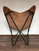 Retro Brown Leather Butterfly Chair with Sturdy Iron Frame for Stylish Comfort