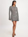 Women's Chic Striped Knit Mini Dress - High Waist Long Sleeve Style for Autumn/Winter