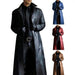 Men's Gothic Punk Black Faux Leather Trench Coat