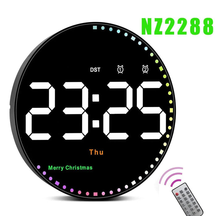 Digital LED Wall Clock with Remote Control, Dual Alarms, Calendar, and Temperature Display for Stylish Home Decor - Adjustable Brightness