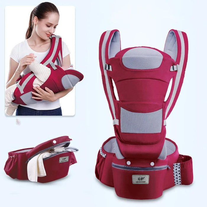 Multifunctional Ergonomic Baby Carrier with Hipseat and Kangaroo Wrap for Infants and Toddlers