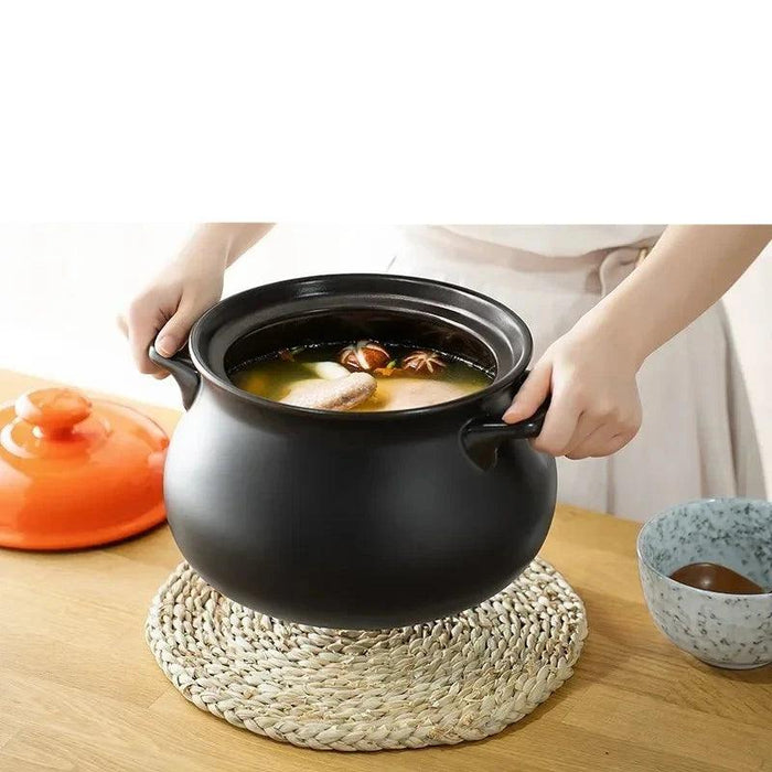 6L Traditional Chinese Clay Casserole Pot for Gas Stove Cooking - Authentic Stew Experience