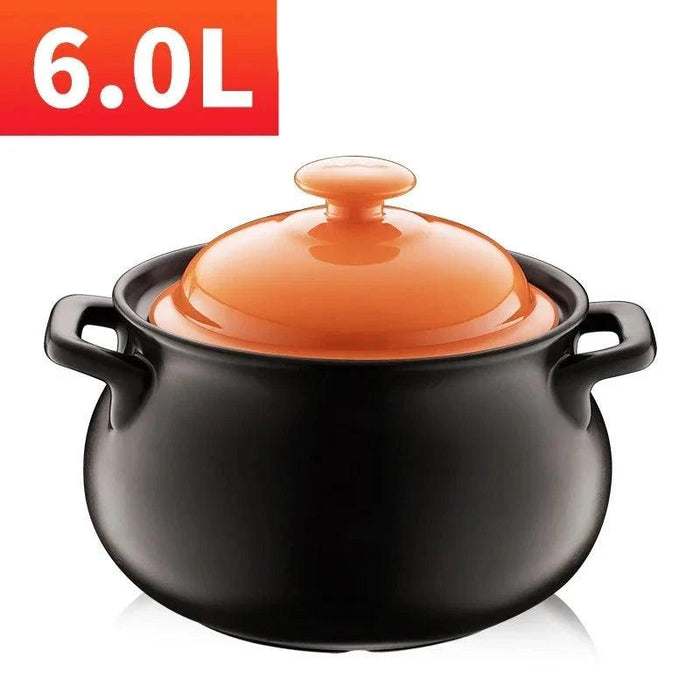 6L Traditional Chinese Clay Casserole Pot for Gas Stove Cooking - Authentic Stew Experience