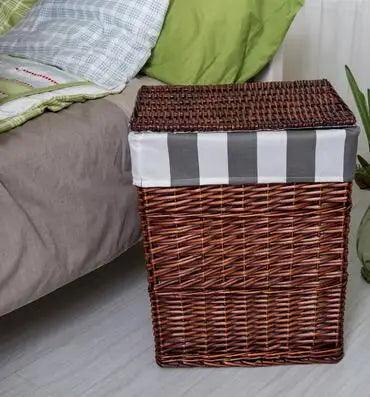 Elegant Rattan Storage Hamper with Lid - Stylish Organizer for Clothes, Toys, and Home Essentials