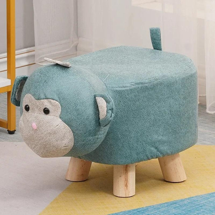 Charming Cartoon Animal Wooden Stool for Kids - Fun and Portable Shoe Changing Seat