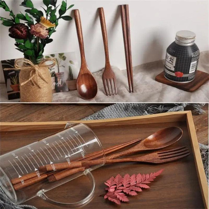 Eco-Chic Japanese Dining Set: Elegant Wooden Spoon & Chopsticks for Gourmet Experiences