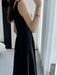 Sophisticated Black Spaghetti Strap Evening Dress for Women - Effortless Elegance by Jielur