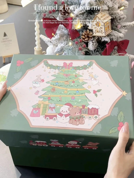 Hand-Drawn Retro Christmas Tea Set with Elegant Gift Box