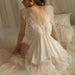 Elegant French Lace Chemise Nightgown for Women - Soft V-neck Sleepwear