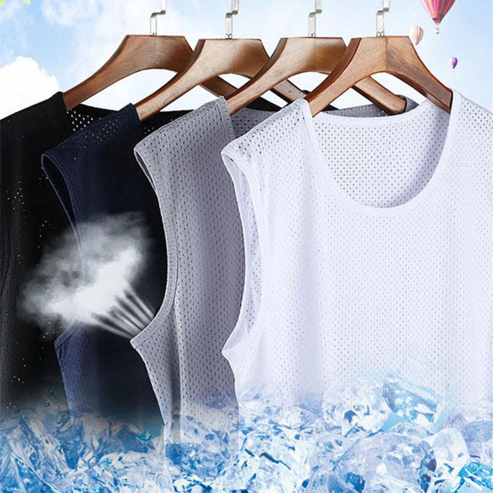 Men's Ice Silk Quick-Dry Muscle Tank Top - Breathable Sleeveless Fitness Undershirt for Bodybuilding and Casual Sports