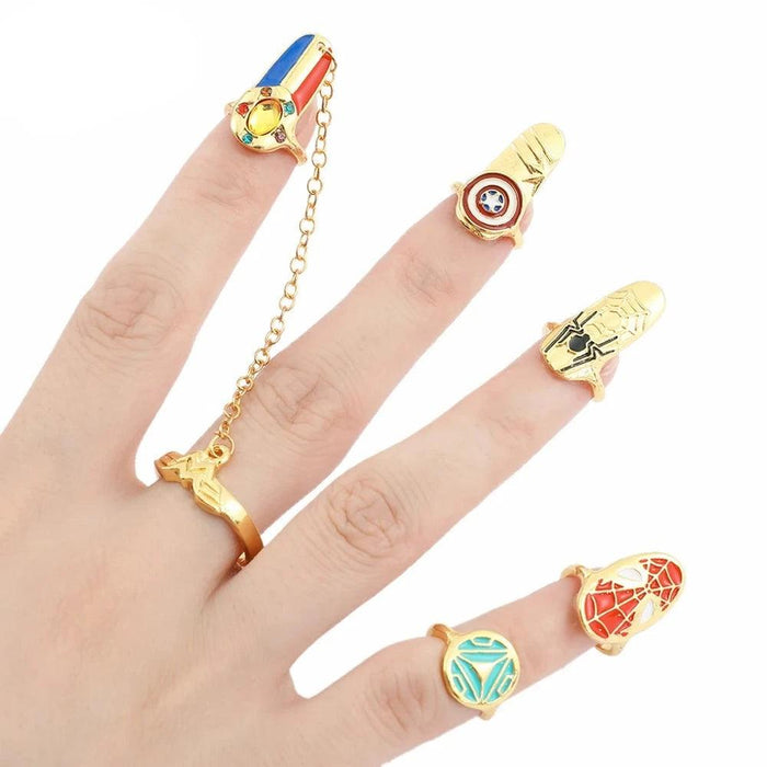 Avengers-Inspired Chic Nail Rings - Trendy Korean Jewelry Set for Fashion-Forward Women