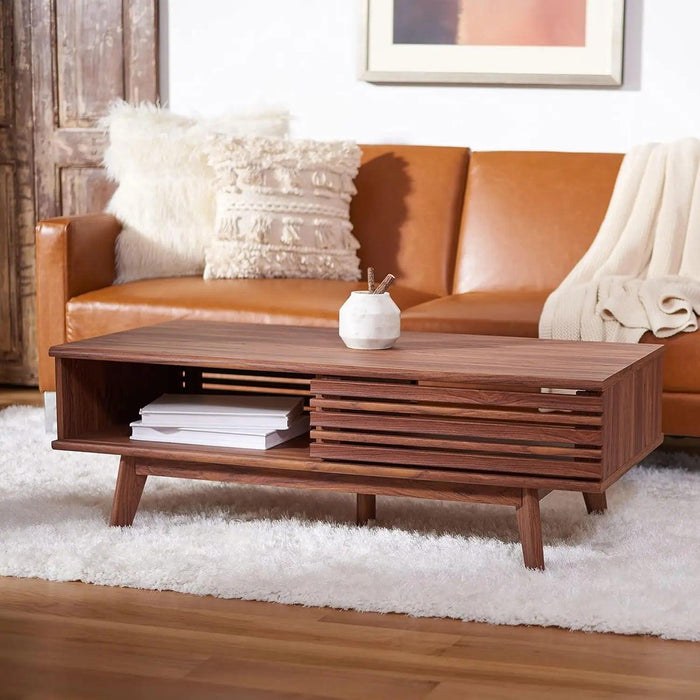 Rori Elegant Walnut Coffee Table with 1 Shelf - Chic Centerpiece for Living Rooms (46" w. x 23" d. x 16" h.)