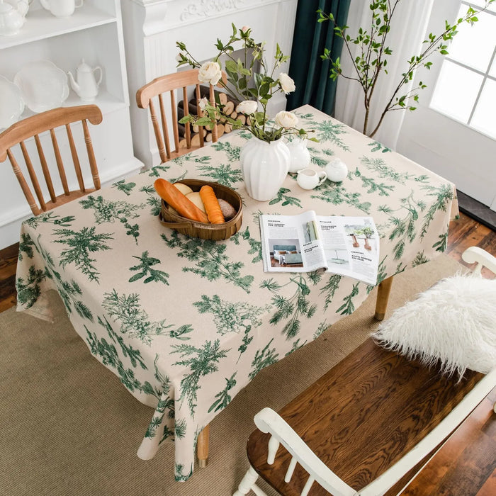 Elegant Pine Cone Pattern Cotton Linen Tablecloth for Dining and Kitchen