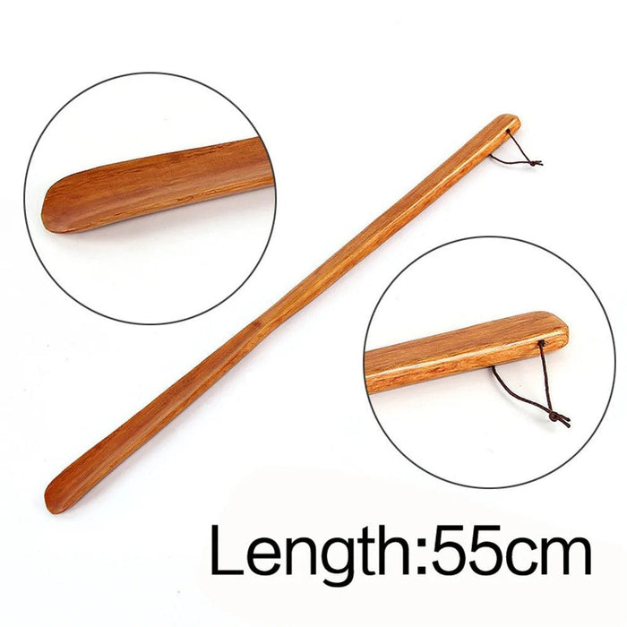 Stylish Long-Handled Wooden Shoe Horn - Versatile 32/38/55cm Shoe Lifter for Effortless Wear