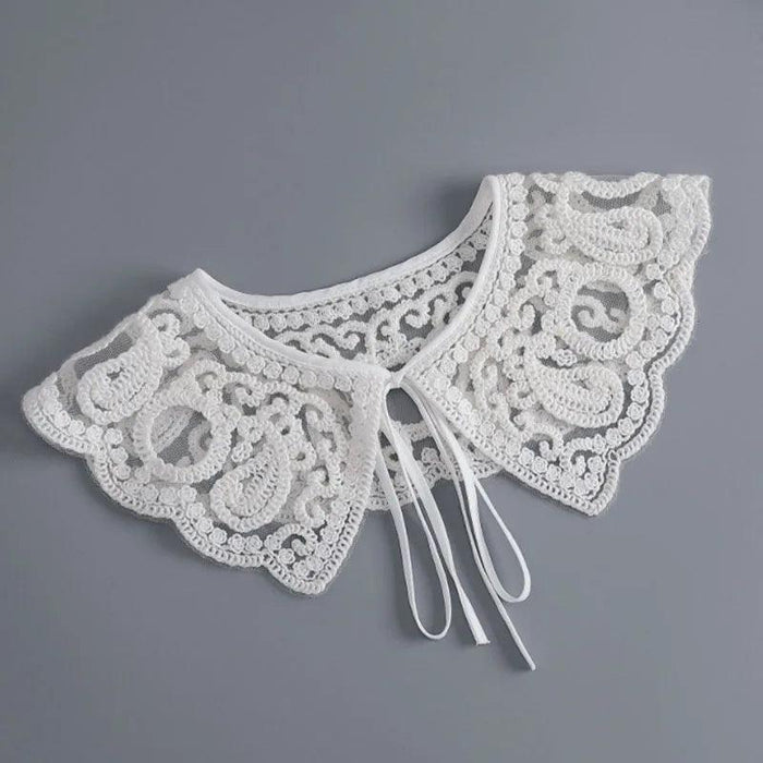 Embroidered Lace Detachable Collar for Women - Elegant White Shawl Accessory