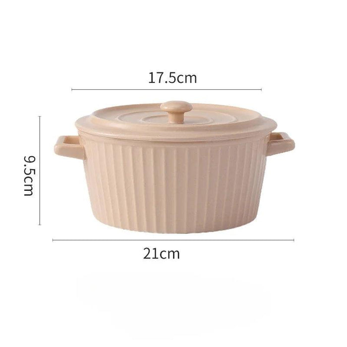 Elegant Heat-Insulating Ceramic Soup Bowl with Lid - Ideal for Ramen and Hearty Dishes