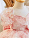 Charming Bow-Print Puff Sleeve Evening Dress for Girls