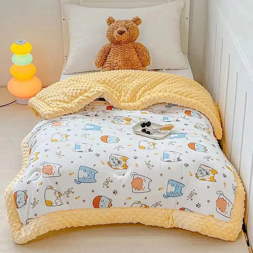Cozy Cartoon Baby Blanket: Gentle Comfort for Infants - Allergen-Free and Moisture-Resistant
