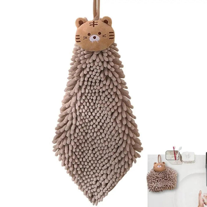 Chenille Animal Hand Towel Duo - Luxurious Absorbency and Quick-Dry Design