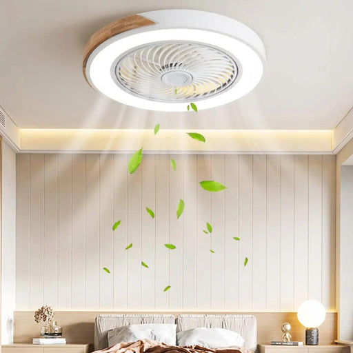 Modern Wooden Ceiling Fan with Remote Control & Adjustable LED Lighting