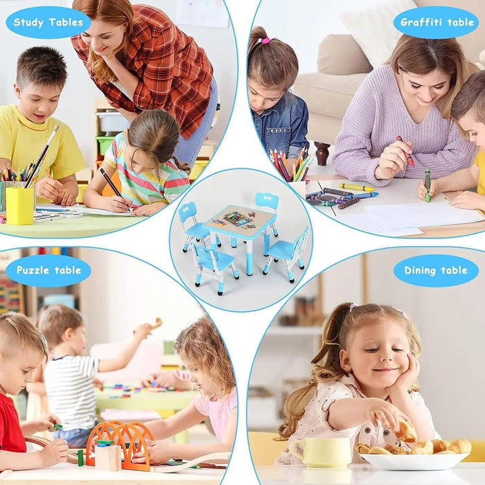 Creative Kids Adjustable Table and Chair Set with Interactive Graffiti Surface - Ideal for Ages 2-10