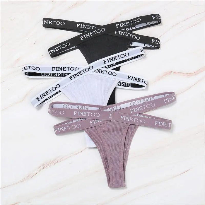 3-Pack Women's Sexy High Waist Cross Strap Cotton G-String Panties