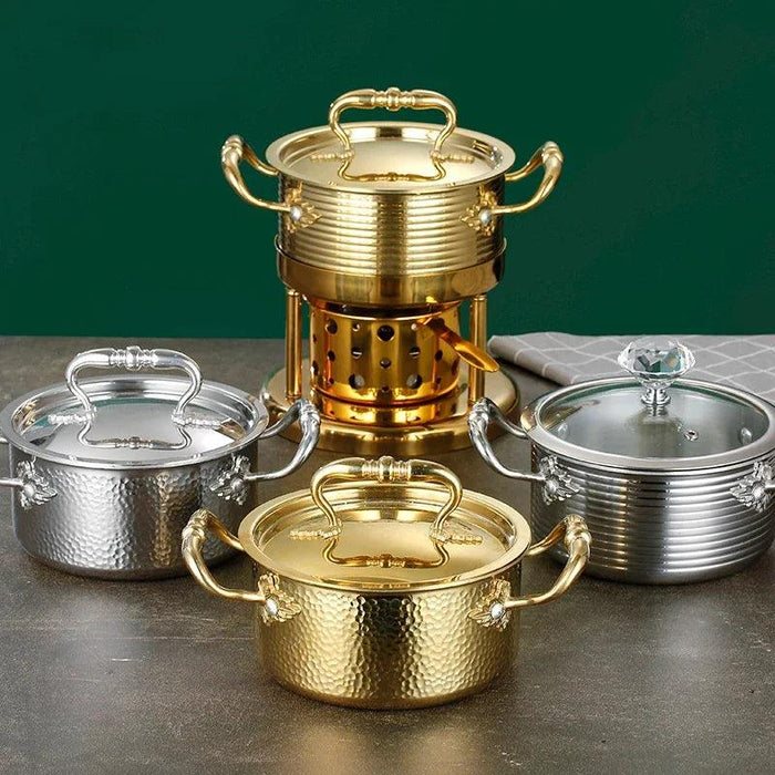 Solo Dining Stainless Steel Pot Set with Integrated Alcohol Burner