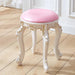 Elegant Silver White Leather Vanity Stool with European Flair