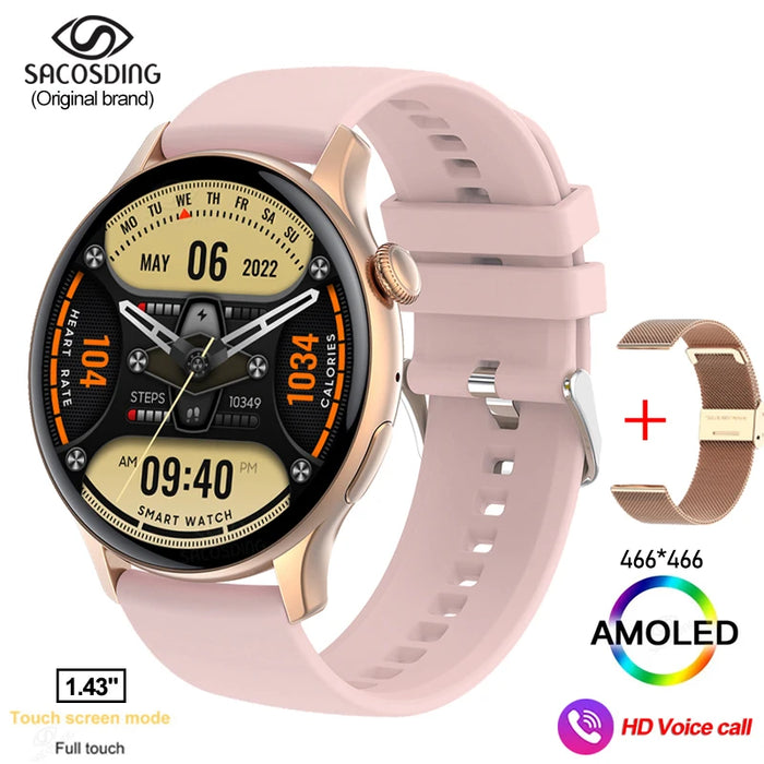 Stylish Women's Bluetooth Smartwatch with Customizable AMOLED Display and NFC Integration