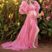 Chic Tulle Tranquility Maternity Robe: Ruffled Elegance with Layered Skirts