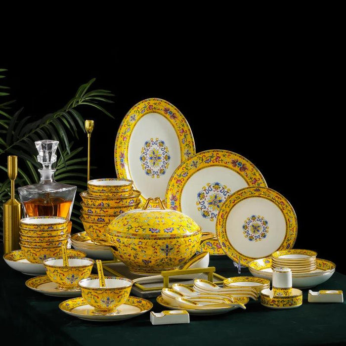 Luxurious authentic Bone China Dining Set - Exquisite Enamel Court Collection