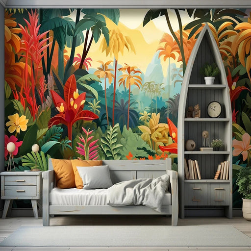 Enchanting 3D Cartoon Forest Wallpaper - Perfect for Kids' Room and Nursery Decor