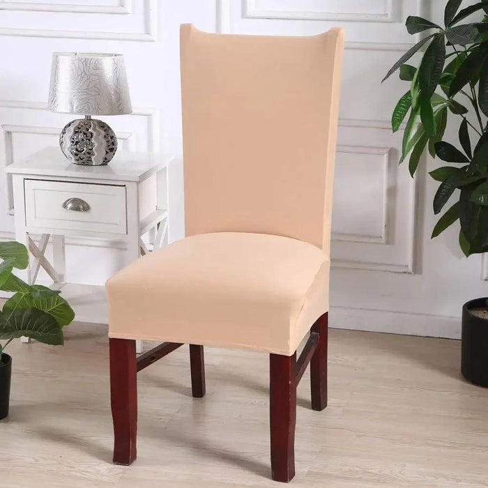 Elegant Beige Stretchable Slipcovers for Dining Chairs at Special Events