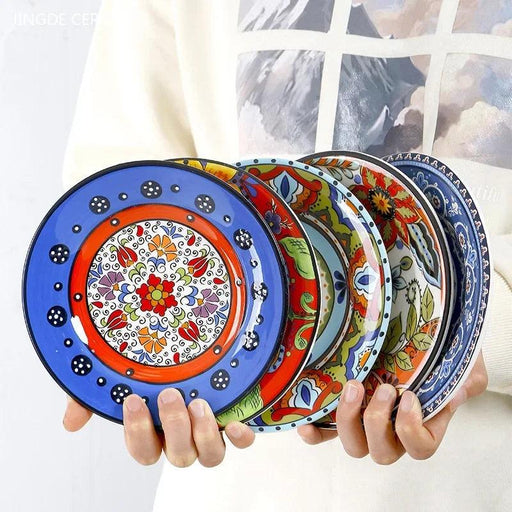 Hand-Painted 6.5-Inch European Ceramic Plates - Exquisite Salad and Fruit Dish for Home Dining