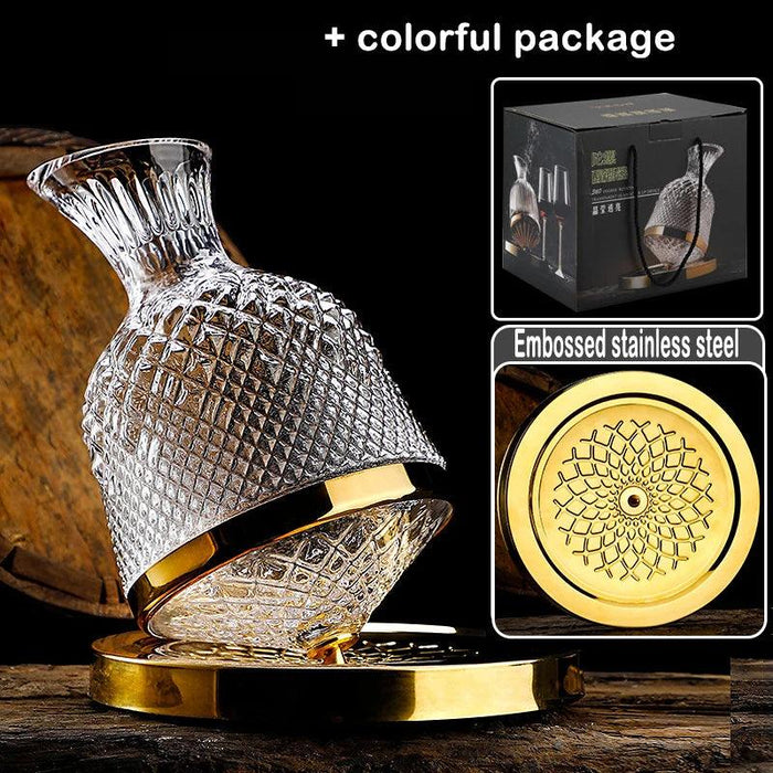 Crystal Wine Decanter Set with 360° Rotating Feature for Enhanced Aeration