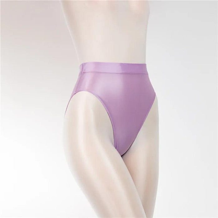 Elegant Sheer Satin High-Waist Lingerie Briefs for Women