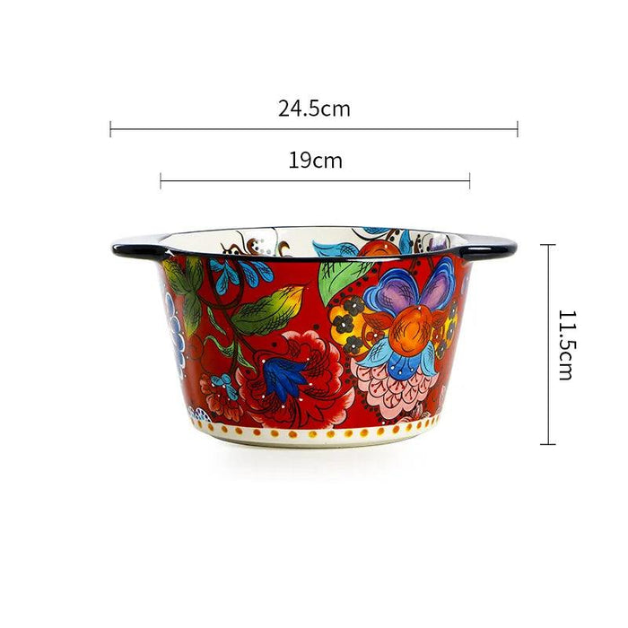 Creative Hand-painted American Ceramic Large Deep Bowl - Versatile Anti-scalding Fruit and Ice Server