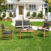 Outdoor Acacia Wood & Rattan 4-Piece Furniture Set - Chic Sofa, Loveseat, Table & Chairs for Garden Comfort