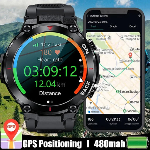 Premium Outdoor GPS Fitness Watch for Men - 2024 Model with Heart Rate Monitoring and Waterproof Design